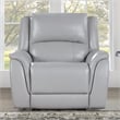 Pemberly Row Faux Leather Contemporary Power Recliner in Gray