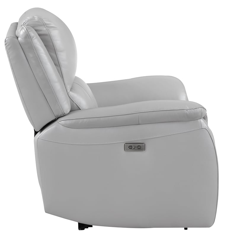 Pemberly Row Faux Leather Contemporary Power Recliner in Gray