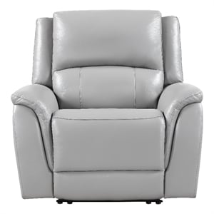 Pemberly Row Faux Leather Contemporary Power Recliner in Gray