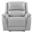 Pemberly Row Faux Leather Contemporary Power Recliner in Gray