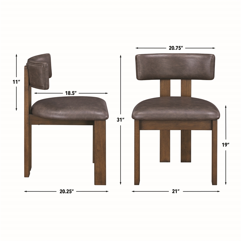 Pemberly Row Faux Leather Seating Contemporary Dining Chair in Brown