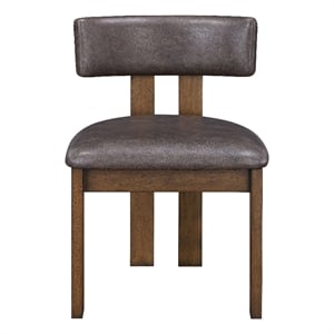 Pemberly Row Faux Leather Seating Contemporary Dining Chair in Brown