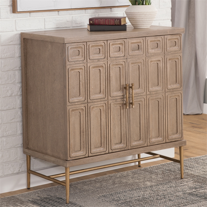 Pemberly Row Modern / Contemporary 2-Door Accent Cabinet in Brown