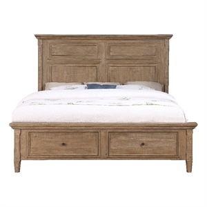 Pemberly Row Engineered Wood Contemporary Queen Storage Bed in Brown