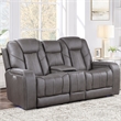Pemberly Row Contemporary Triple Power Leather Theater Love Seat in Gray