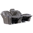 Pemberly Row Contemporary Triple Power Leather Theater Love Seat in Gray