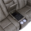 Pemberly Row Contemporary Triple Power Leather Theater Love Seat in Gray