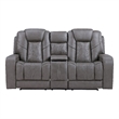 Pemberly Row Contemporary Triple Power Leather Theater Love Seat in Gray