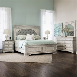 Pemberly Row Engineered Wood Contemporary Queen 4-piece Bedroom Set White