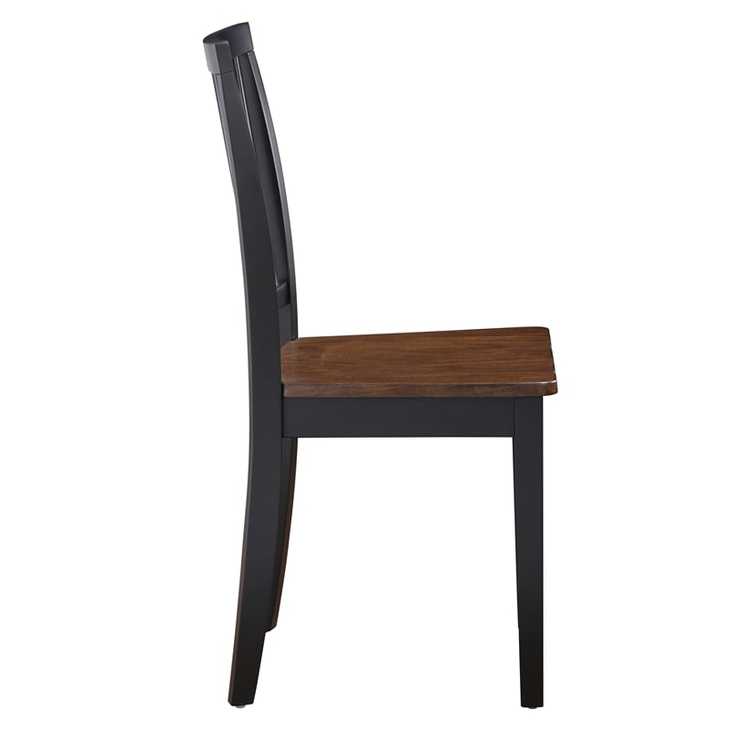 Pemberly Row Solid Wood Two-Tone Farmhouse Chair in Walnut and Ebony