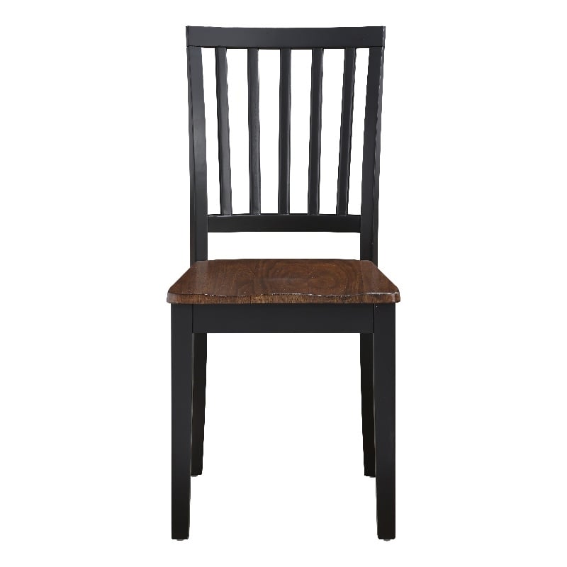 Pemberly Row Solid Wood Two-Tone Farmhouse Chair in Walnut and Ebony