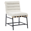Pemberly Row Eggshell Polyester Side Chair with Black Iron Base