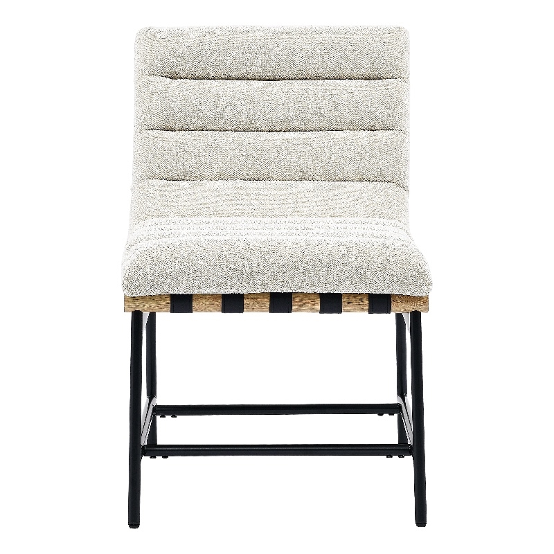 Pemberly Row Eggshell Polyester Side Chair with Black Iron Base