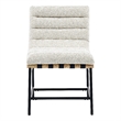 Pemberly Row Eggshell Polyester Side Chair with Black Iron Base