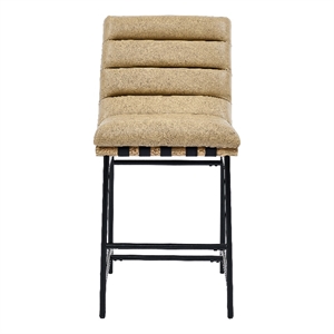 Pemberly Row Contemporary 24&quot Vegan Leather Counter Chair in Sand