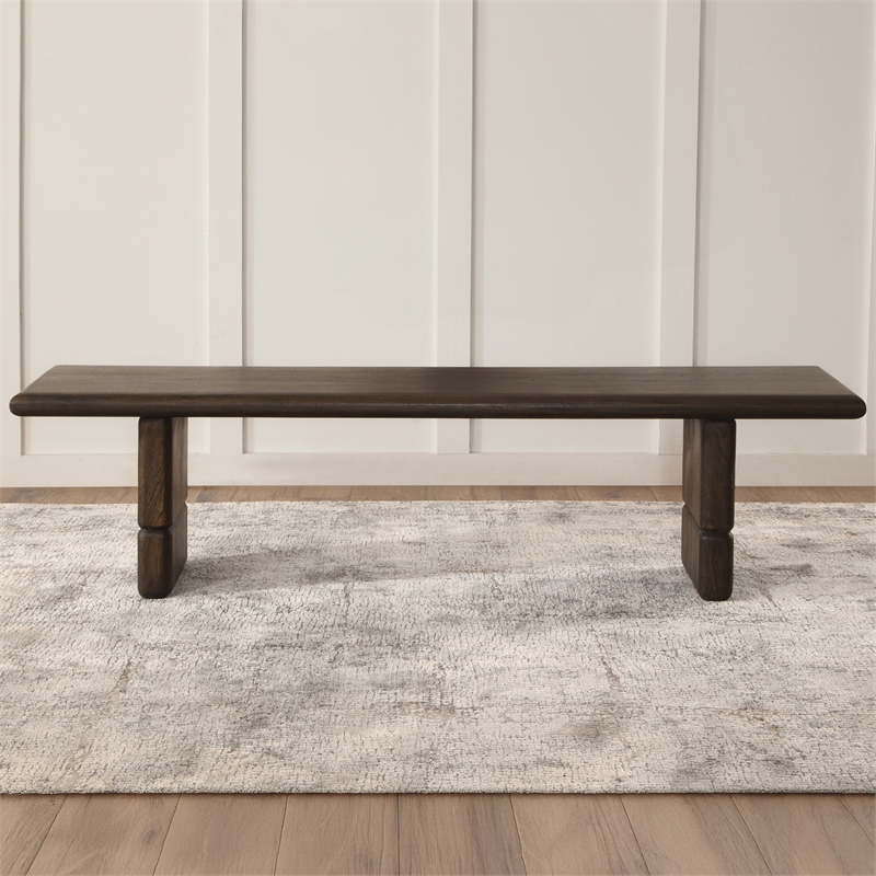 Pemberly Row Modern / Contemporary Backless Dining Bench in Brown