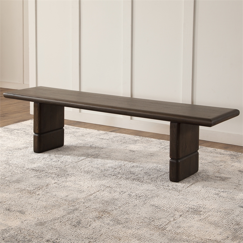 Pemberly Row Modern / Contemporary Backless Dining Bench in Brown