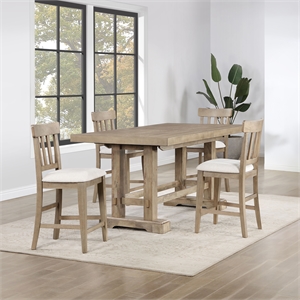 Pemberly Row Contemporary 5-Piece Counter Dining Set in Sand