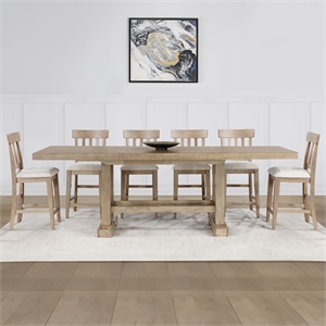 Pemberly Row Contemporary 7-Piece Counter Dining Set in Sand