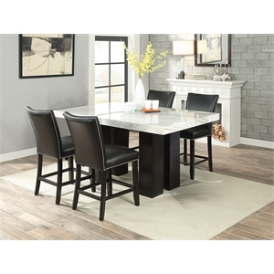 Pemberly Row 5-piece Rectangle Counter Dining Set with Black Chairs
