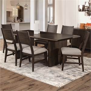 Pemberly Row 7-pieces Dining Set (Table & 6 Side Chairs) in Brown