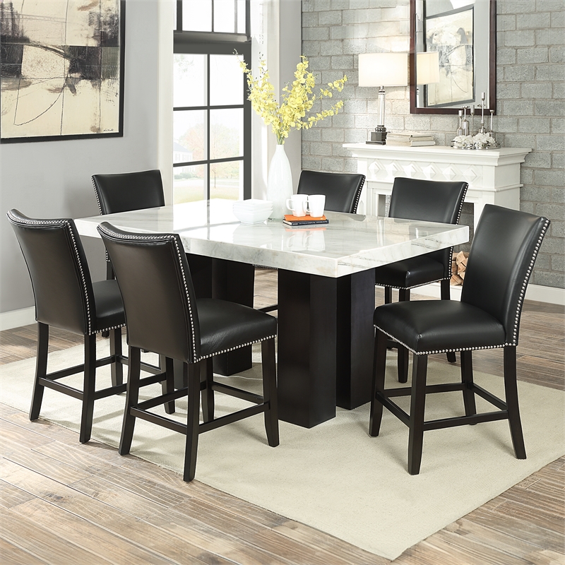 Pemberly Row 9-piece Rectangle Counter Dining Set with Black Chairs