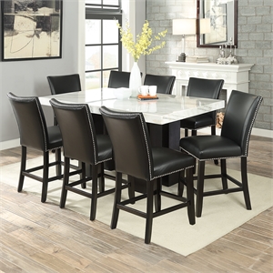 Pemberly Row 9-piece Rectangle Counter Dining Set with Black Chairs