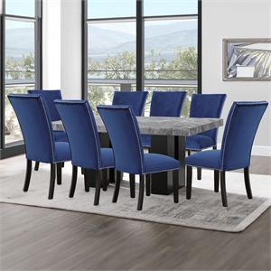 Pemberly Row Contemporary 9-piece Rectangle Dining Set with Blue Chairs