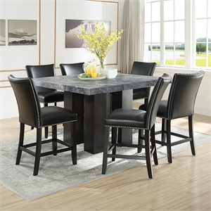 Pemberly Row Square 7-piece Counter Dining Set with Black Chairs