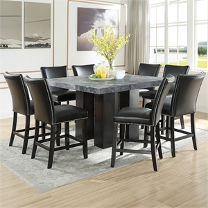 Pemberly Row Square 9-piece Counter Dining Set with Black Chairs