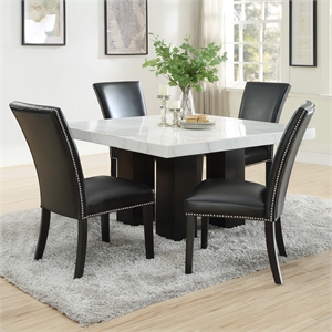 Pemberly Row Contemporary Square 5-piece Dining Set with Black Chairs