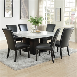 Pemberly Row Contemporary Square 7-piece Dining Set with Black Chairs