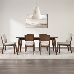 Pemberly Row Contemporary 72&quot Solid Wood Dining Table in Brown