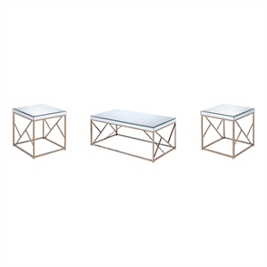 Pemberly Row Contemporary 3-piece Coffee & End Table Set in Tan