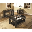 Pemberly Row Contemporary 3-piece Coffee & End Table Set in Black