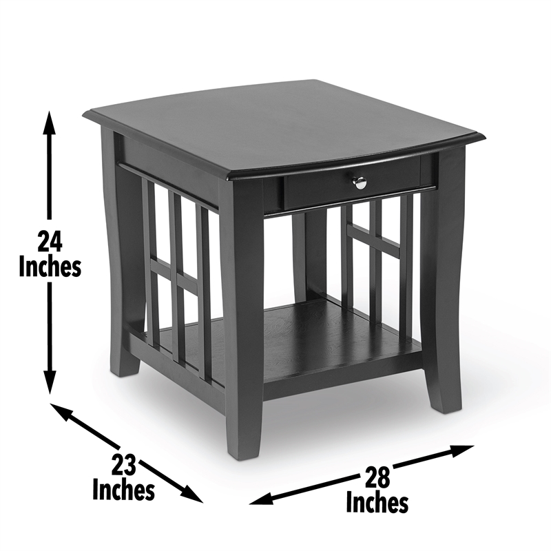 Pemberly Row Contemporary 3-piece Coffee & End Table Set in Black