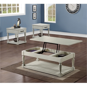 Pemberly Row Engineered Wood Contemporary 3-piece Coffee Table Set in White