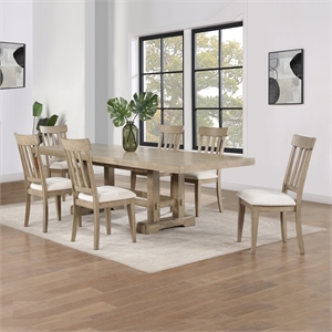 Pemberly Row Contemporary 7-Piece Complete Dining Set in Sand