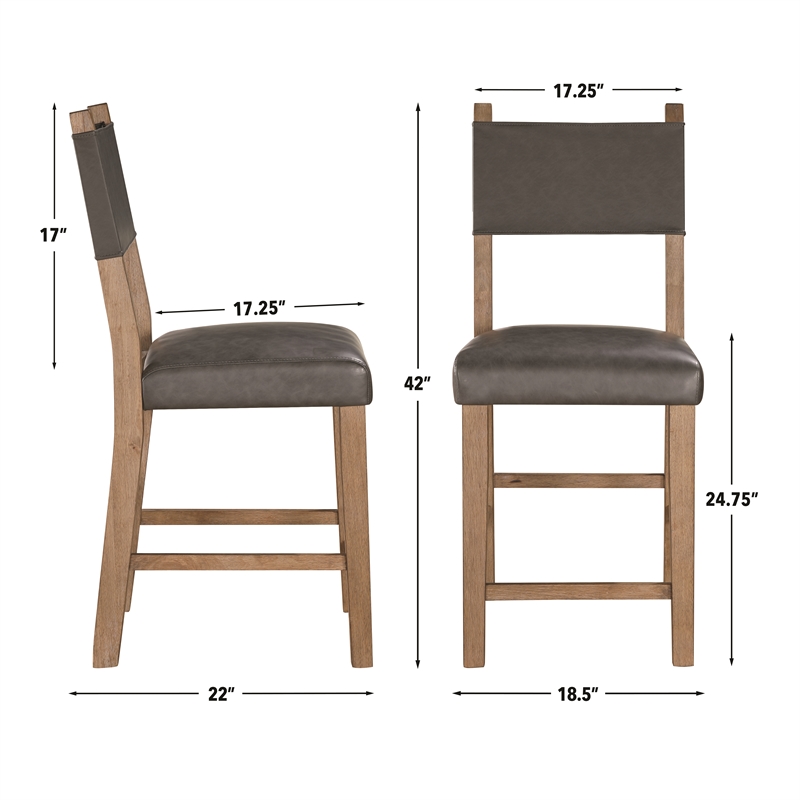 Pemberly Row Contemporary 5-piece Counter Dining Set in Brown