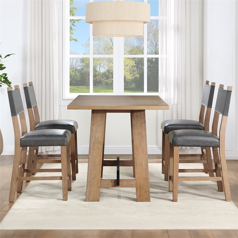 Pemberly Row Contemporary 5-piece Counter Dining Set in Brown