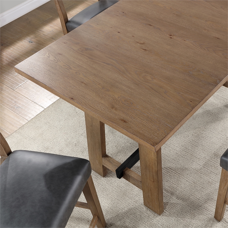 Pemberly Row Contemporary 5-piece Counter Dining Set in Brown