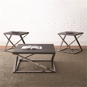 Pemberly Row Engineered Wood Contemporary 3-piece Coffee Table Set in Gray
