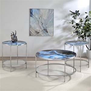 Pemberly Row Engineered Wood Contemporary 3-Piece Coffee & End Table Set
