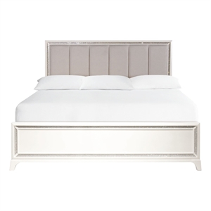 Pemberly Row Wood Modern / Contemporary King Bed in Off White