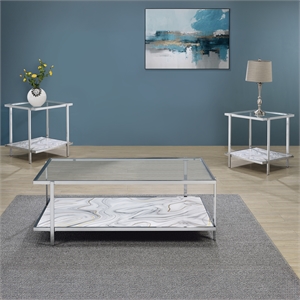Pemberly Row Engineered Wood Contemporary 3-Piece Coffee & End Table Set