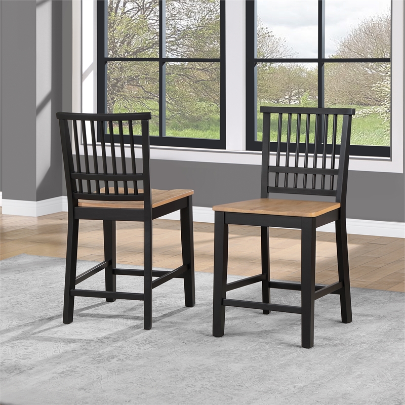 Pemberly Row Contemporary 7-piece Counter Dining Table Set in Black Base