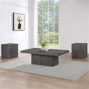 Pemberly Row Contemporary 3-Piece Coffee and End Table Set in Gray