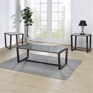 Pemberly Row Contemporary 3-Piece Coffee & End Table Set in Black