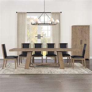 Pemberly Row Contemporary 7-piece Complete Dining Set in Brown
