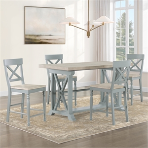 Pemberly Row Contemporary 5-piece Counter Dining Set in Green